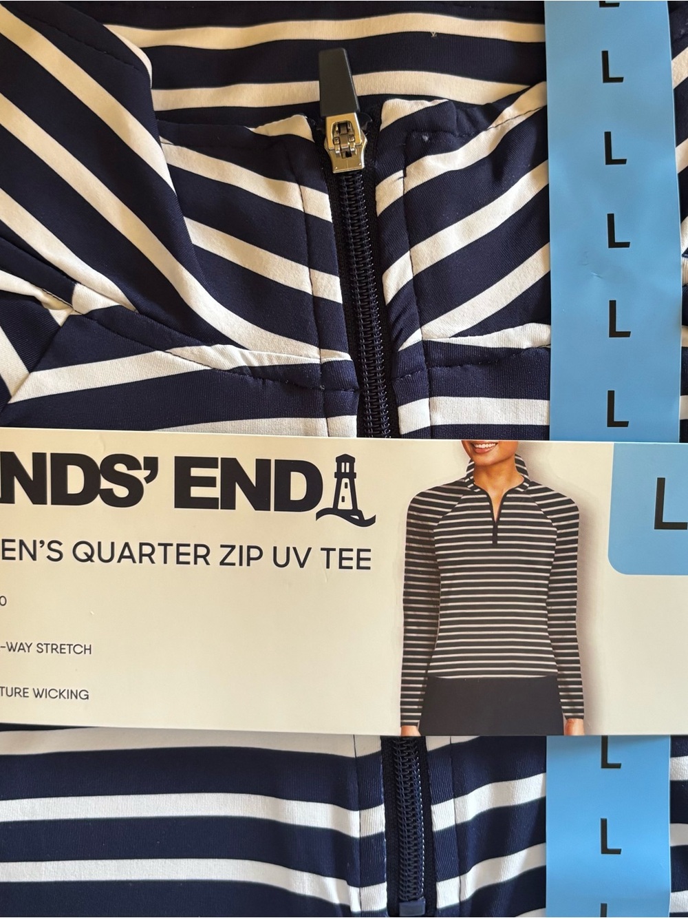 Lands' End Women's Quarter Zip Rashguard 4 Way Stretch/UPF 50/Moisture Wicking - Picture 9 of 10